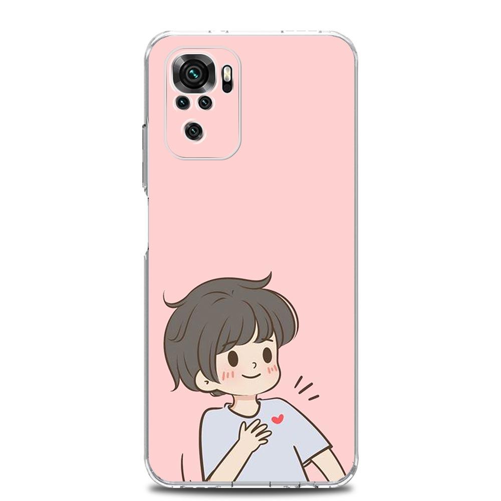 Phone Case For Xiaomi Redmi Note 15 14 13 12 4G 10 11 Pro Plus 5G 14C 13C 12C 10C Clear Soft TPU Cover Cute Boy Girl Couple