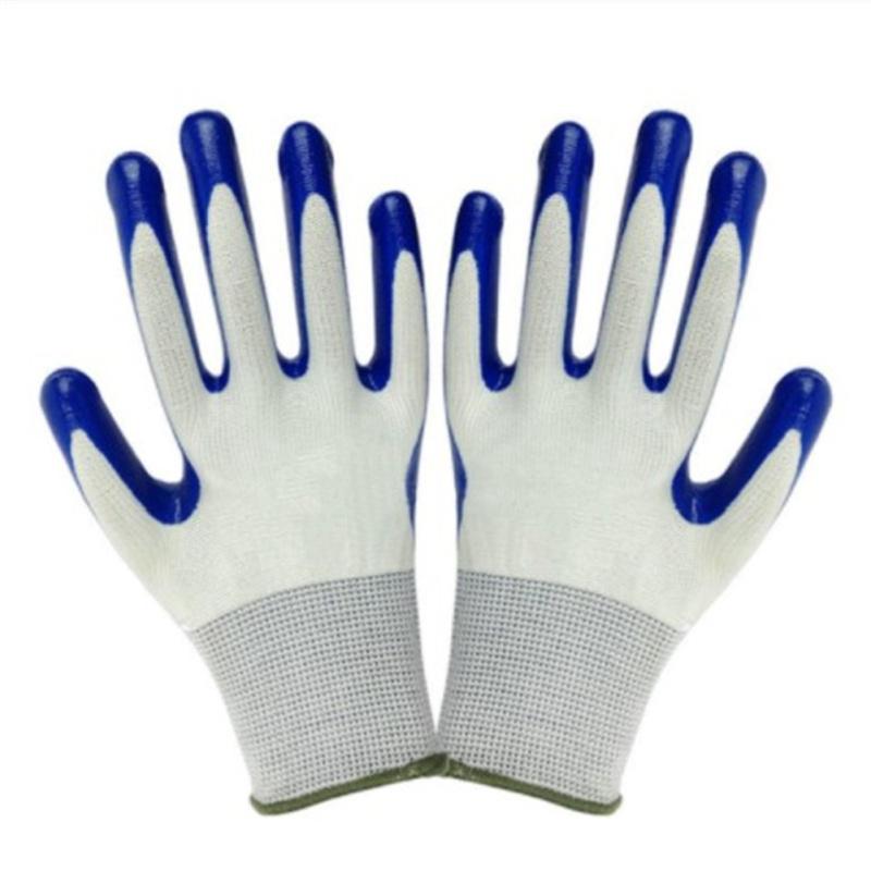 1 Pair Nylon Gardening  Gloves Waterproof Stab-resistant Safety Double-layer Latex Coated Non-slip