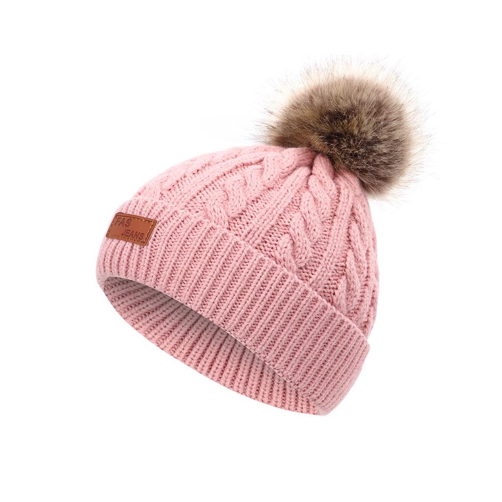 Children Hat Hairball Knitted Cap Winter Warm Kids Beanie Headgear Outdoor Headwear Dressing Clothing Decoration