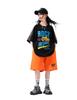 Pangdabei Hip Hop Tanz Kurzarm und Shorts Street Style Bühnenoutfits Kinderkostüm, T-Shirt Set, Outfit, 110-180cm (Schwarz, 150cm)