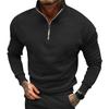 Herren Herbst- und Winter-Casual-Stepp-Langarm-Halb-Zip-POLO-Stehkragen-Oberteil