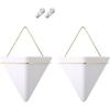 2-Pack Hanging Wall Planter White Ceramic Geometric Décor Vase for Succulent Cactus Fake Plants Flower Holder Wall Decor 5.9 Inch