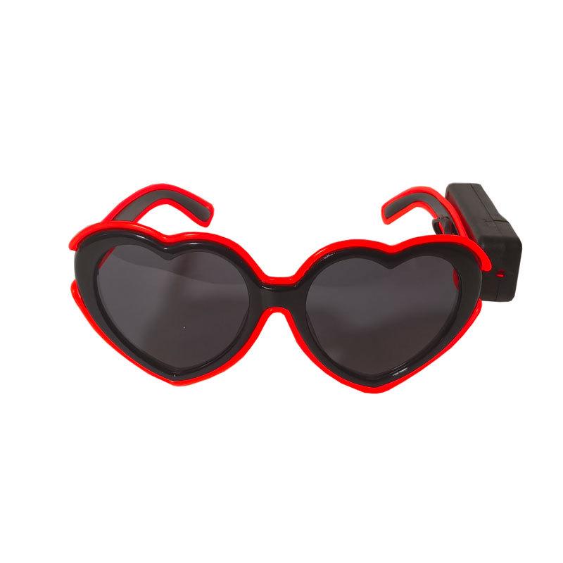 Pink Heart Glitter Light-Up Glasses for Parties and Photography