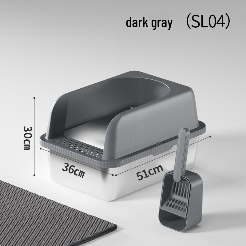 

Stainless Steel Easy-Clean Widened Cat Litter Box - Large, Open, Sand-Proof, Anti-Splash Design 20L Stainless Steel Cat Litter Box темно-сірий