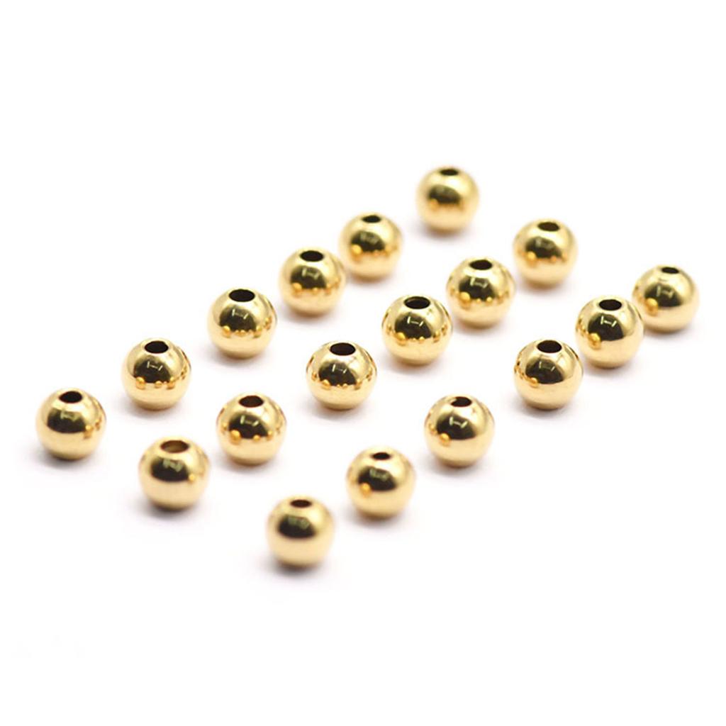 20pcs Gold Color 304 Stainless Steel Round Ball Beads Charm Loose Bead Diy Bracelet Necklace Bead For Jewelry Making Accessories