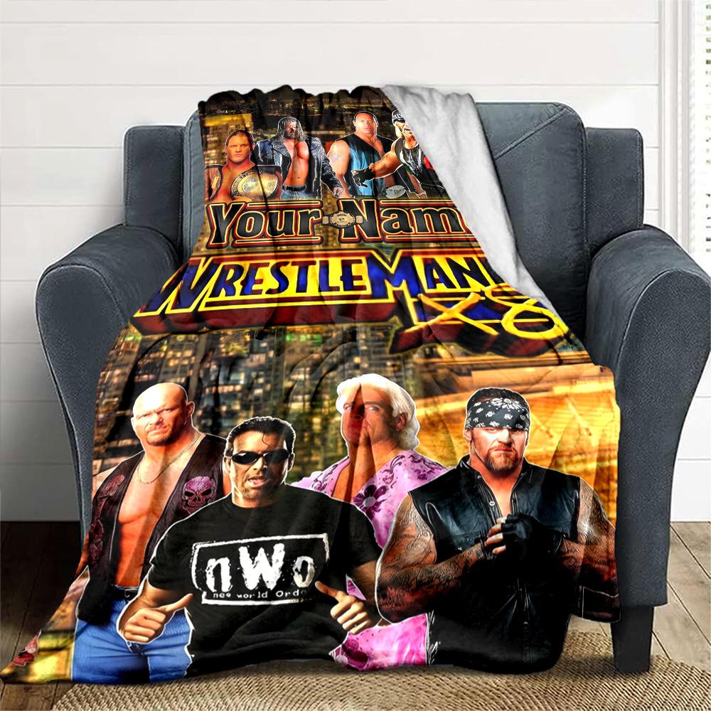 Wrestlemania Customize Text Blanket Throw Personalized Blanket Warmthful Decor Great for Bed Chair Bedding Home Decor for All Occasions