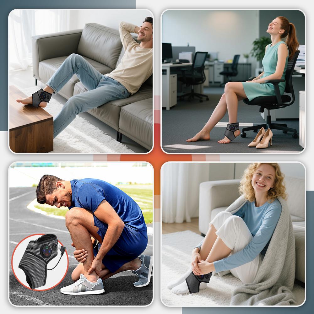 Electric Air Pressure Ankle Massager with Heating Vibration for Foot Relaxation Joint Sprain Support