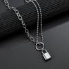 Accessories, Stainless Steel Lock Asymmetrical Necklace Hipster Necklace