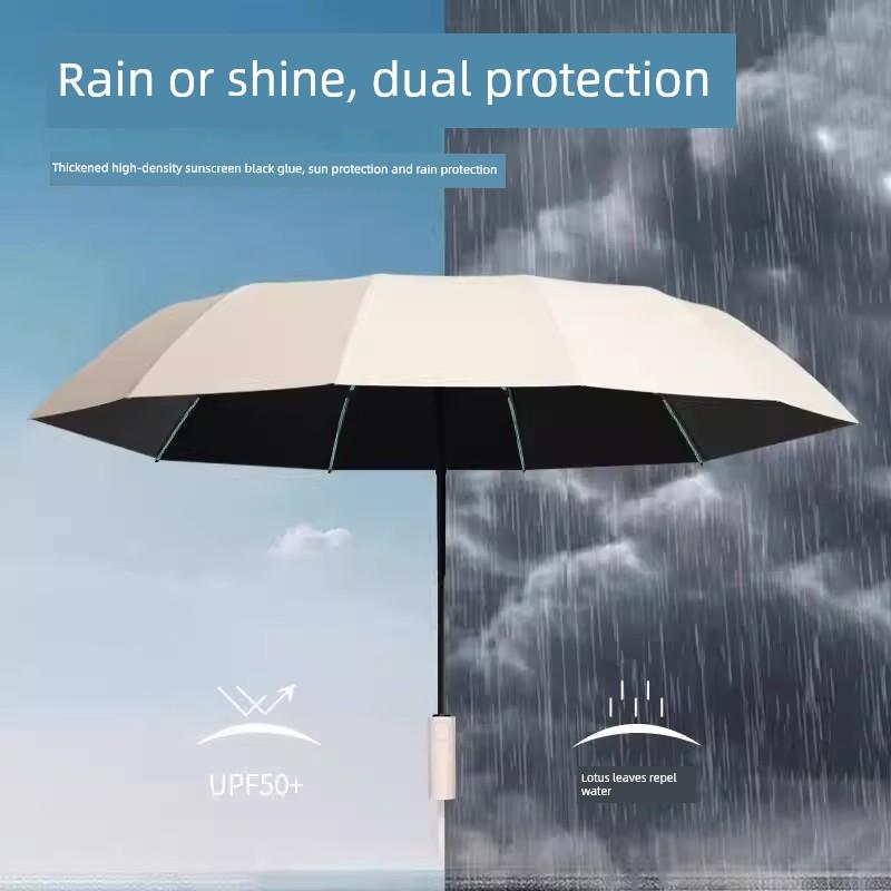 Automatic 130cm Folding Umbrella, Enlarged, Thickened, and Reinforced, Men's Sunshade Umbrella, Sun Protection Umbrella, Dual-Use for Sun and Rain