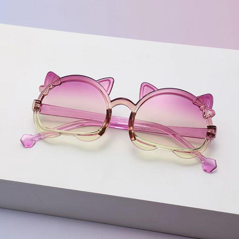 One-Piece Children'S Sunglasses Cute Kitten Children'S Glasses Cartoon Candy Color Baby Sunglasses