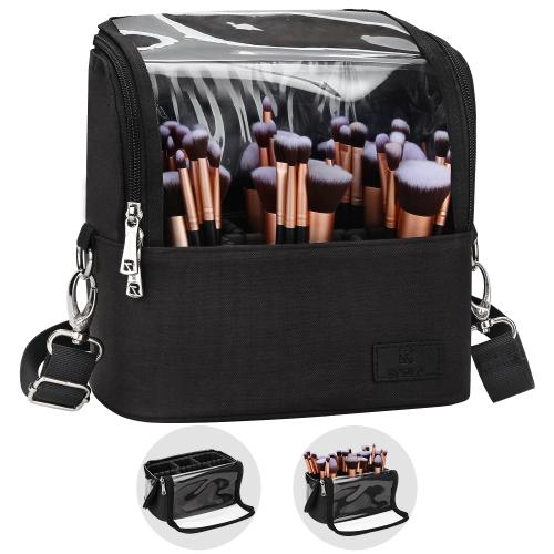 Relavel Extra Large Makeup Brush Case Clear Waterproof Cosmetic Organizer Bag Makeup Brush Holder for Professional Makeup Artist M