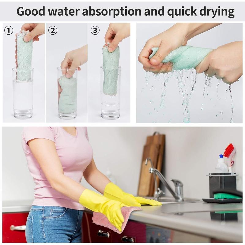 5/20pcs Coral Velvet Kitchen Towels Super Absorbent, Quick Dry Pastel Colors, Multipurpose Reusable Cleaning Cloths for Dishes