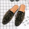 Nové pánské nazouváky Hip Hop Punk Nýty Kamínky Boty Slip On Ležérní Mules Mokasíny Prodyšné Mokasíny Zapatos Hombre