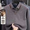 Men's Shirt Collar Faux Two-Piece Thickened Sweater