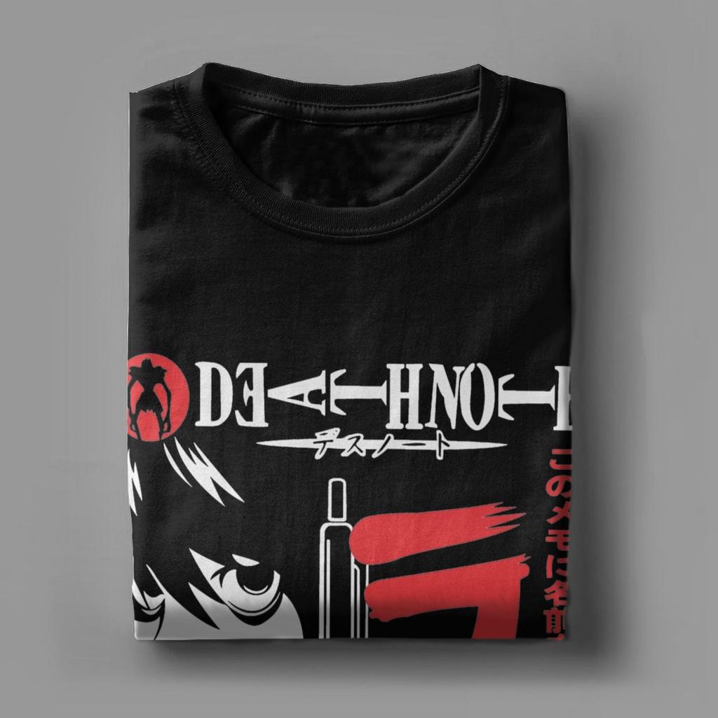 Men T-Shirts Deaths Notes Casual 100% Cotton Tees Short Sleeve L Lawliet Yagami Light T Shirts Round Neck Clothes 4XL 5XL 6XL