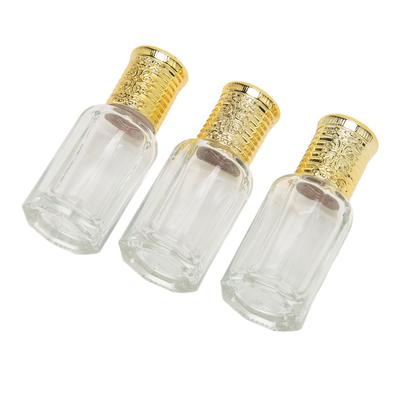 3pcs Refillable Perfume Bottle 10ml Golden Cover Transparent Glass Refillable Perfume Container for Travel