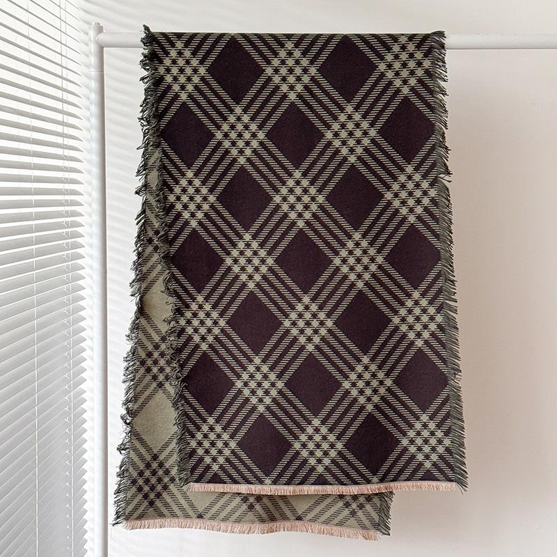 

Цветовая гамма клетчатый шарф женский имитация кашемира короткий обхват бороды студенческий британская клетка высококлассная мода повседневная тепло 190x58cm зелёный