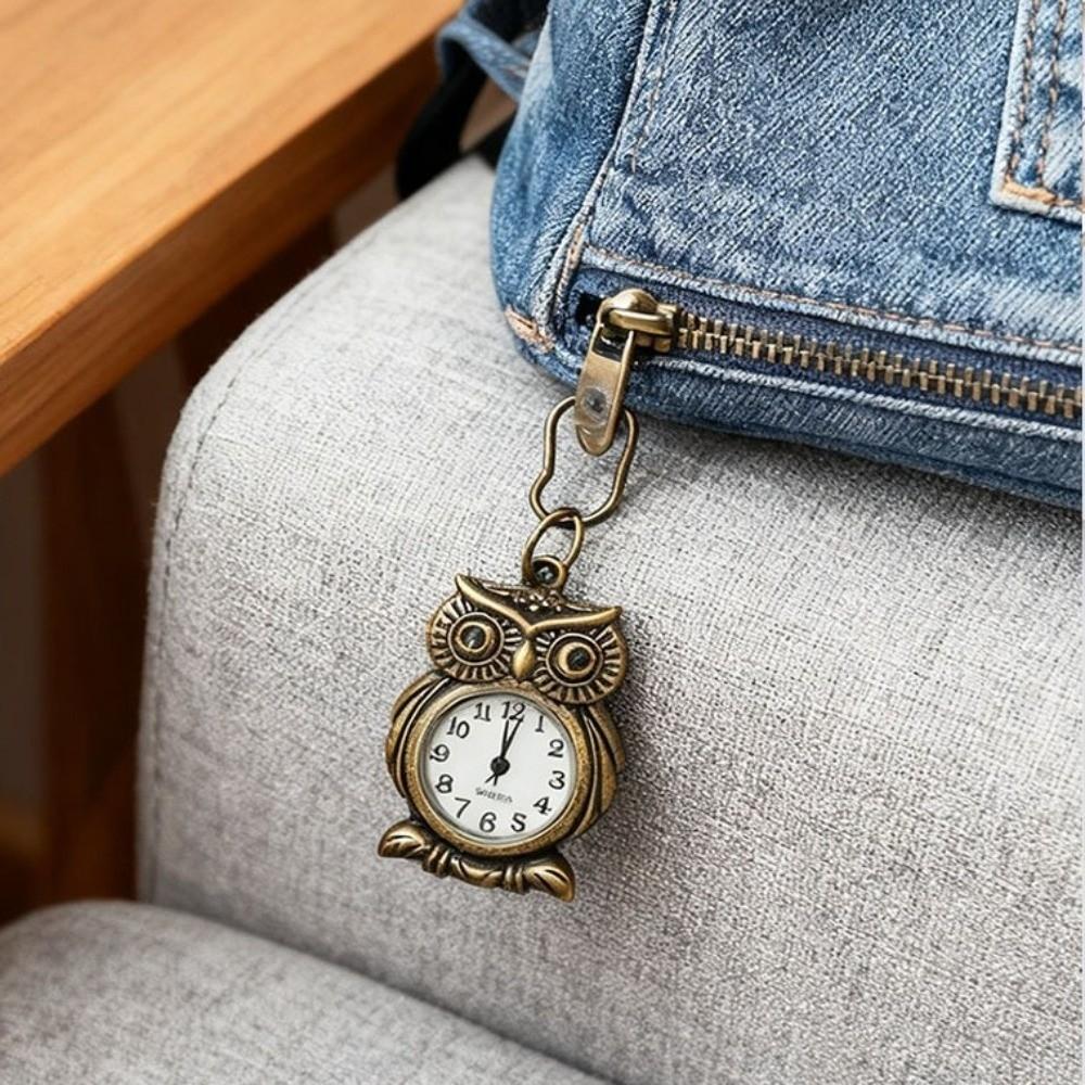 Alloy Clock Keychain Small Mini Hanging Watch Vintage Pocket Watch