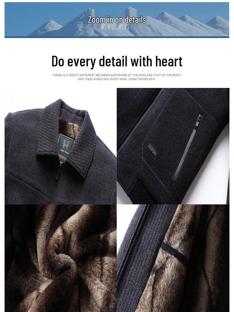 Plüsch-Chenille-Winterjacke für Herren für 50-Jährige - Lässiges warmes Oberteil für die Mitte des Lebens