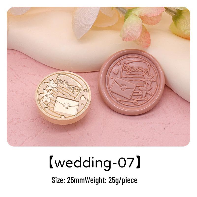 Wedding Series Round Wax Seal Stamp Head - Copper Handmade Letter Sealing