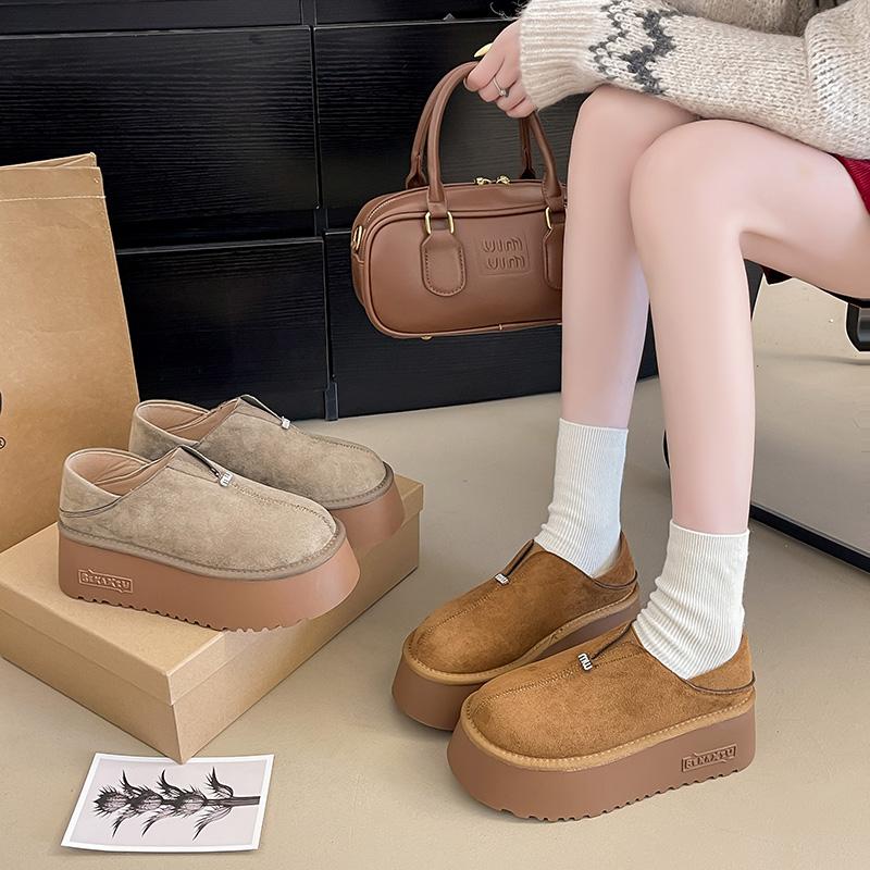 Fashion Thick Soled Anti Slip Snow Boots Women Winter 2025 New Height Bread Shoes with Plush Insulation Elastic Mouth Cotton Shoes