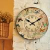 1pc 10-16inch Wooden Wall Clock, Retro Flower and Colorful Butterfly Design Wall Clock, Silent Clock, Suitable for Living Room B