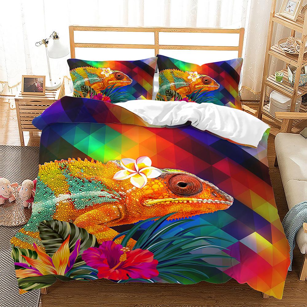 Lizard Animal Bed Three-Piece Quilt Cover 3D Digital Printing Kit