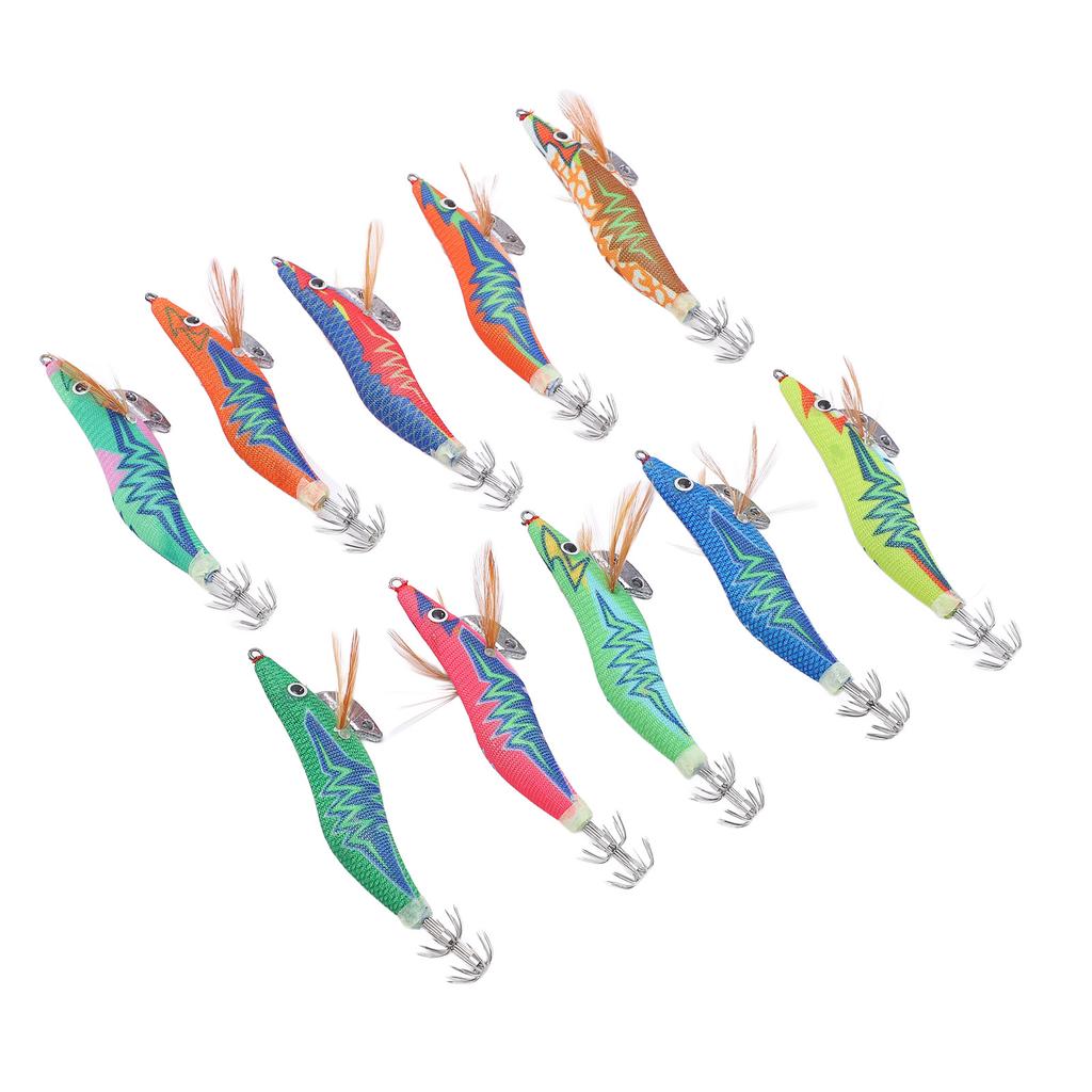 Squid Jig Fishing Baits with 3D Lifelike Eyes Outdoor Luminous Tail Saltwater Shrimp Lures2.5#