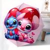 Stitch and Angel Themed Automatic Opening and Closing Folding Umbrella, 8-rib Windproof, Compact Travel Design, Suitable for All Occasion |