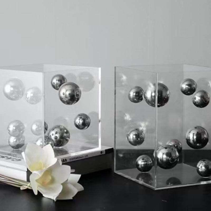 European-style Square Acrylic Cover Ball Ornaments Living Room Porch TV Cabinet Model Room Home High-end Decorations Modern