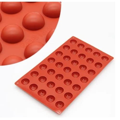 Silikonform, hemisfär, 2,5 cm diameter, ca. 1,5 cm tjock, 35 stycken