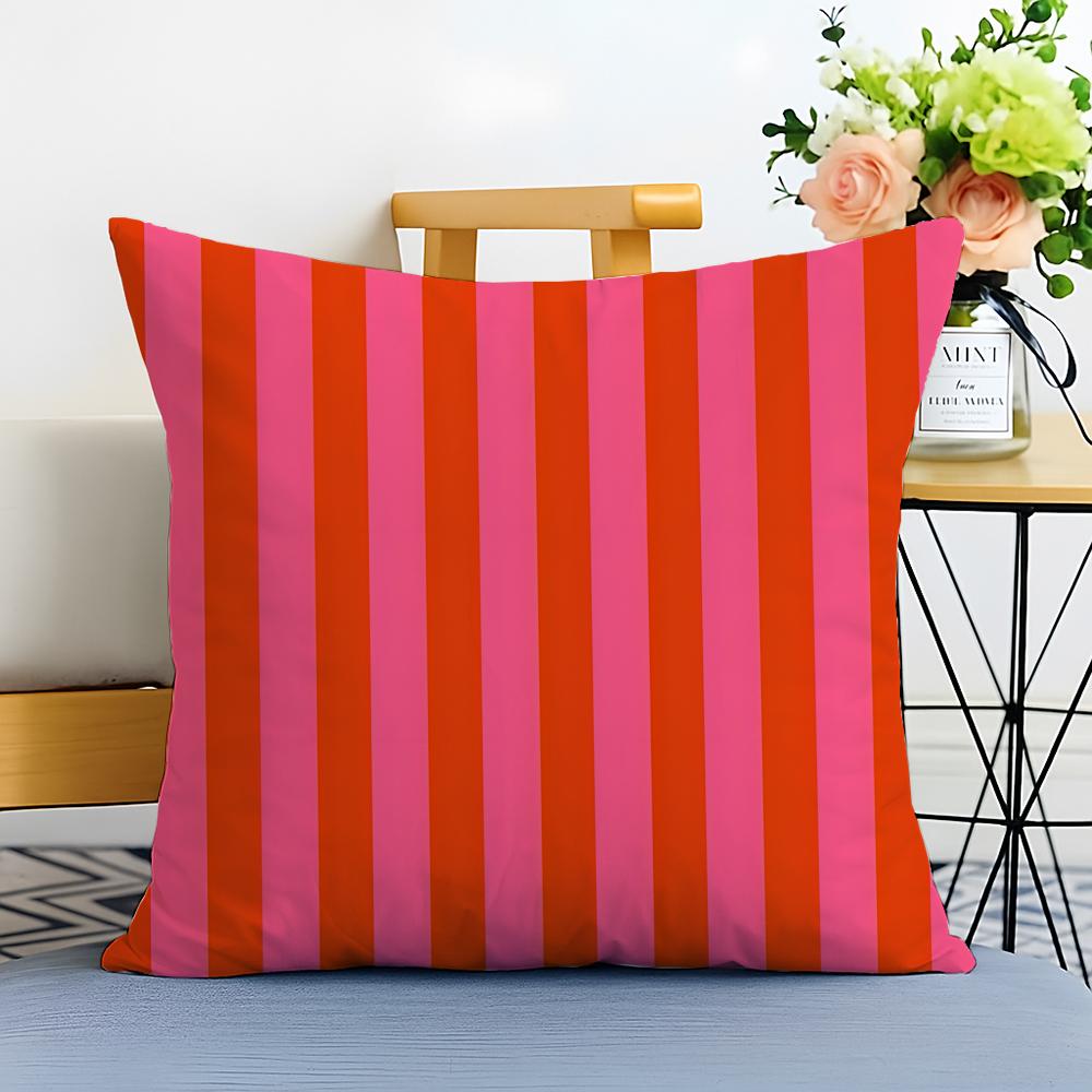 Casual Bright two color vertical stripes Cushion Cover Washable Linen Pillowcase Soft  for Sofa Bed Cozy Home Room Decor