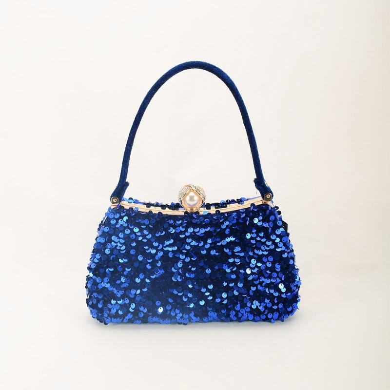 Glitter Sequins Evening Bag for Women Girls Fashion Shoulder Bag All-matching Wedding Purse Shiny Banquet Clutch Handbag  Gold