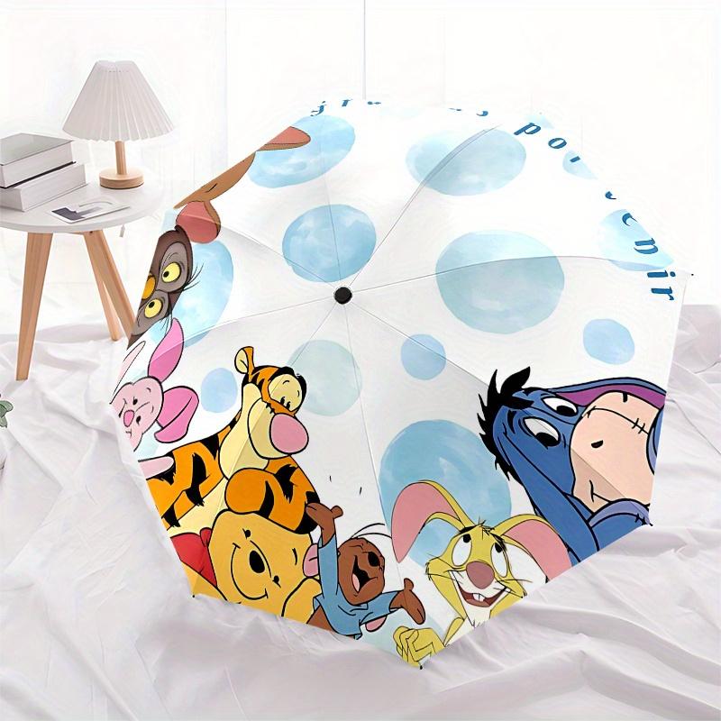 Winnie-the-Pooh, Friends Automatic Opening and Closing Umbrella, Compact Travel Umbrella, Lightweight and Portable, Suitable for Beach Commu