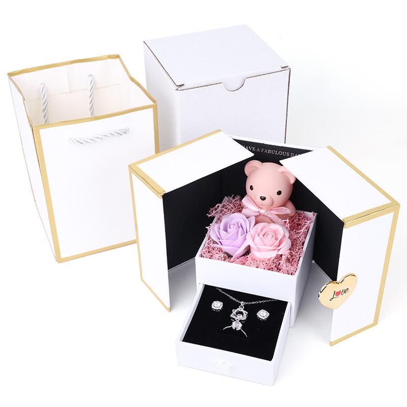 

Double Opening Bear Rose Jewelry Box - High-Grade Storage for Birthday or Valentine s Day Gifts