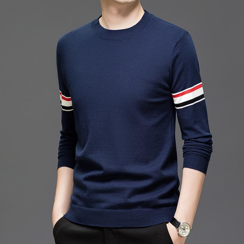 Fashion Men s Casual Striped Crew Neck M