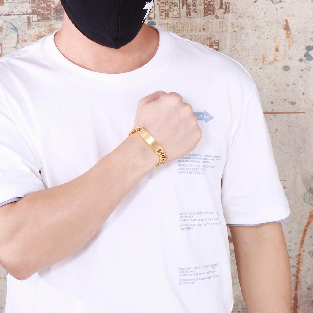 10mm Vintage Cuban Chain Homme Bracelet Men's Thick ID Charm Stainless Steel Jewelry Trendy Silver/Gold Color Metal Accessories