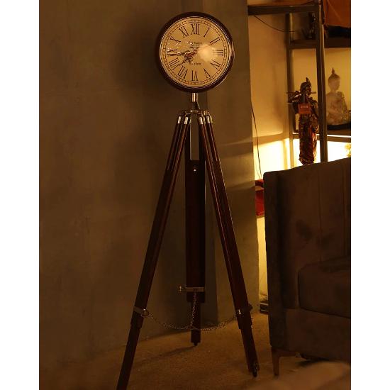 Antique Wooden Tripod Floor Clock 40 Inch - Vintage Nautical Style Decorative Timepiece for Elegant Home & Office Decor