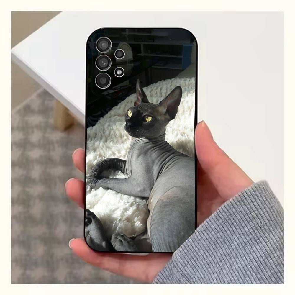 Pet Sphynx Sphinx Cat  Phone Case For Samsung S22,S21,S20,S10,S9,S25,S24,S23,Ultra,FE,Plus,Lite,Soft Silicone Black