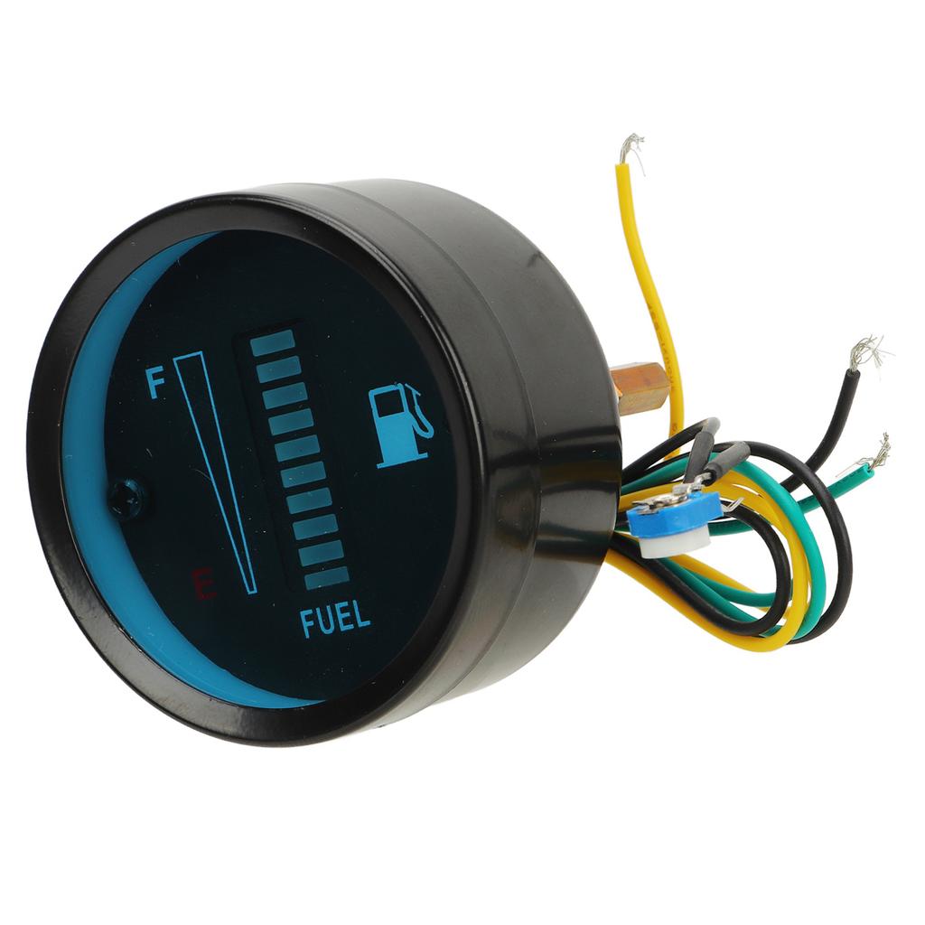 Motorcycle Fuel Level Gauge 52mm Housing Diameter LED Light Display Fuel Tank Fuel Level Meter 12V