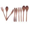 3er Set Geschirr Holzgabel Löffel Messer Set Küchenbesteck für Zuhause Café Restaurant