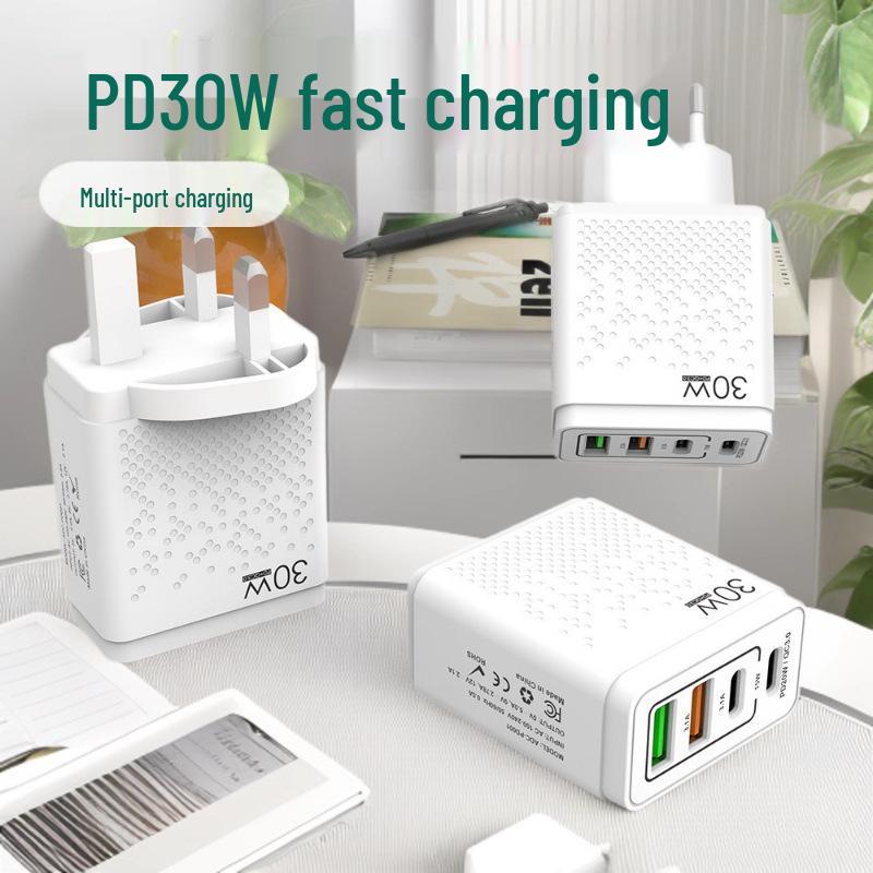 Fast Charging Multi-Port PD30W+QC3.0 USB Charger with Flash Charge Data Cable