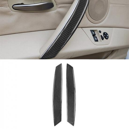 2pcs Carbon Fiber Interior Door Handle Cover Sticker For BMW Z4 E85 2003-2008