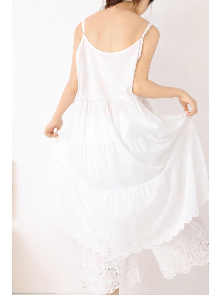 Women's Forest Style Embroidered Layered Lace Long Dress