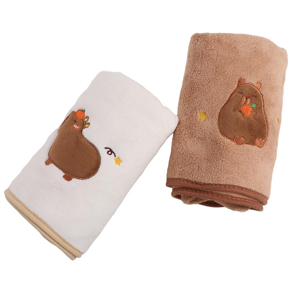 Coral Velvet Cartoon Towel Capybara Pattern Face Towel Soft Bath Towel  Bathroom
