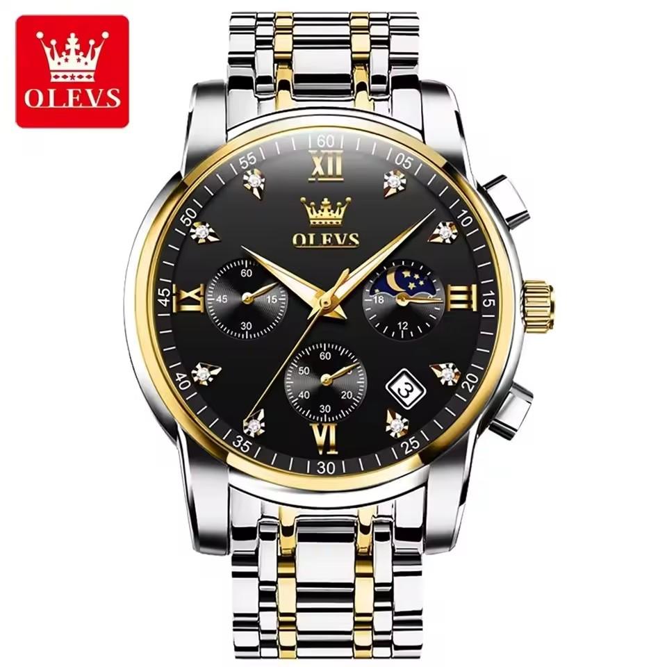 OLEVS 2858 Men Wrist Watch Band  Logo Custom Watch Cool Date Analog Quartz Display with Stainless Steel Strap Men Watch 2026