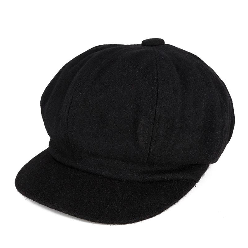 Boina otoño e invierno retro octogonal de lana sombrero de ocho paneles sombrero de pintor moda para mujeres jóvenes literarias sombrero cálido