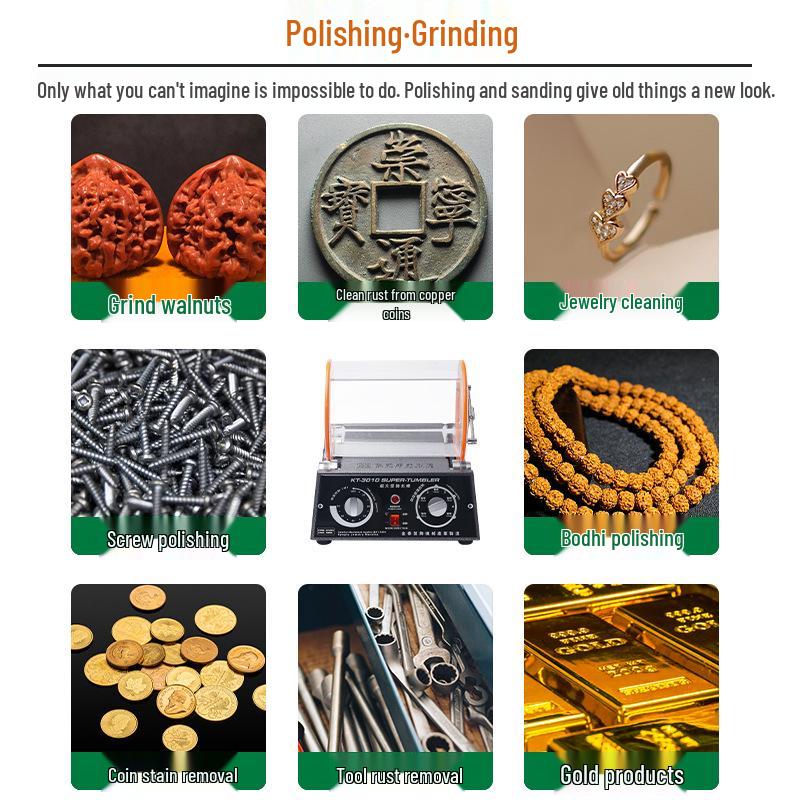 Gold & Silver Jewelry Polisher - Small Tumbler for Coins, Wenwan Walnuts & More