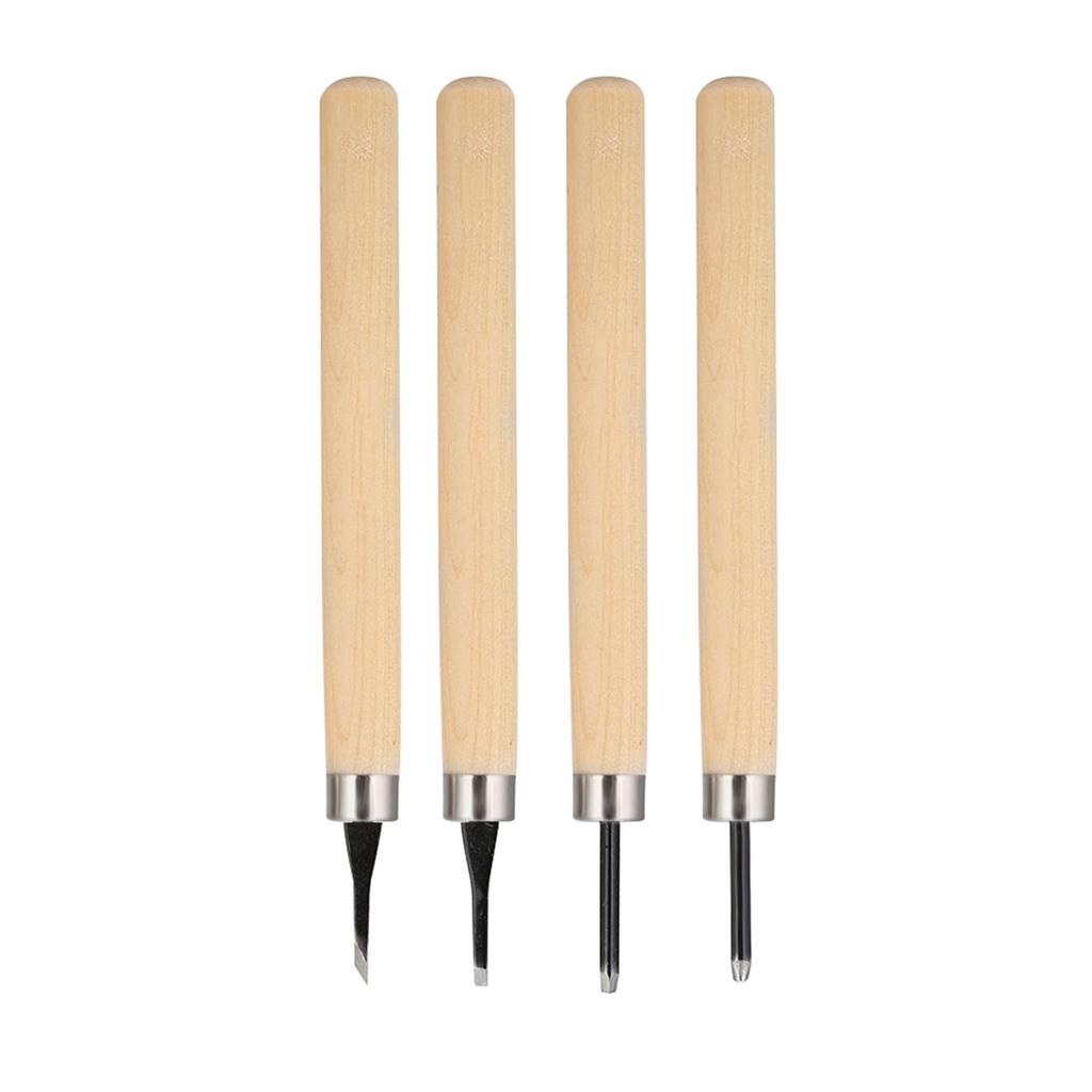 4pcs Couteau à Sculpter le Bois Aiguiseur Manuel Couteaux Tampon en Caoutchouc Ensemble d'Outils de Sculpture