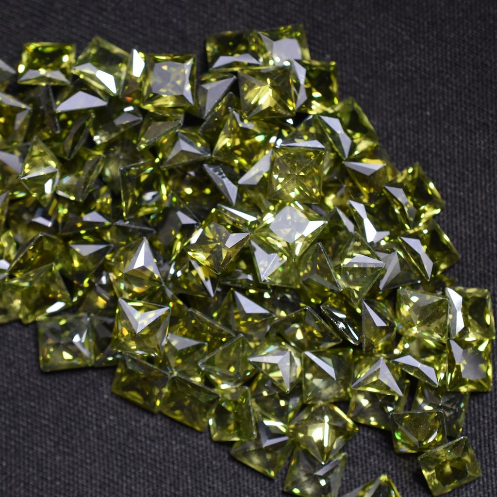 51 Pcs Lot Natural Green Sapphire Square Cut 5x5mm Certified Loose Gemstones